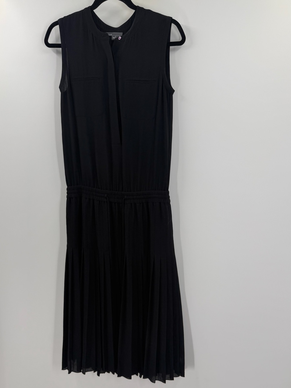 Vince Black Sleeveless Pleated Midi Dress Women’s Size XS